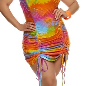 NWT Tie Dye Ruched Cami Mini Summer Dress Women Size Small NWT